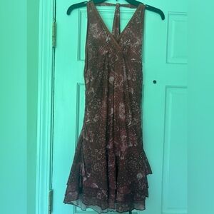 Elegant Red Patterned Women's Dress